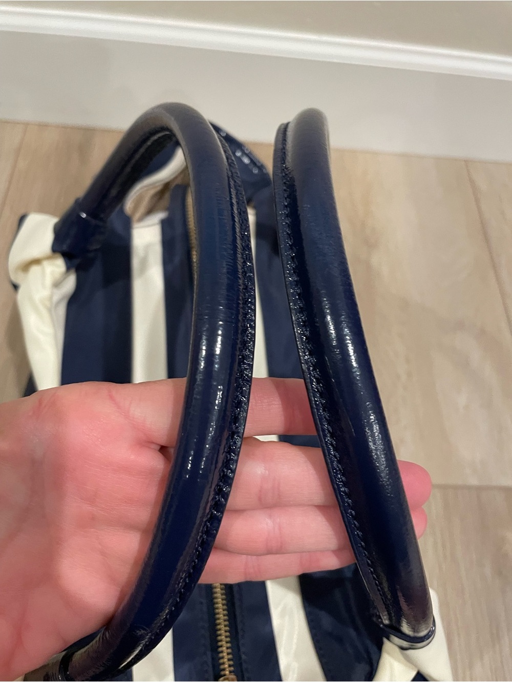 NWOT Kate Spade Navy and Cream Striped Women’s Nylon Tote Bag - Picture 6 of 12